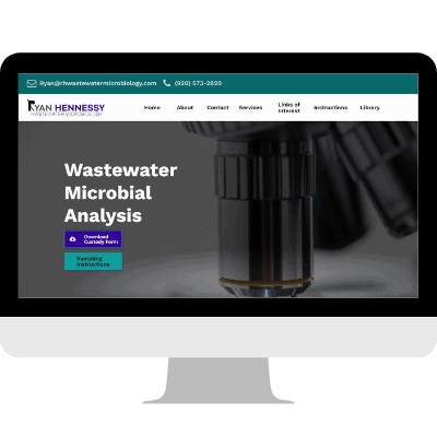 Wastewater Microbiology website on desktop