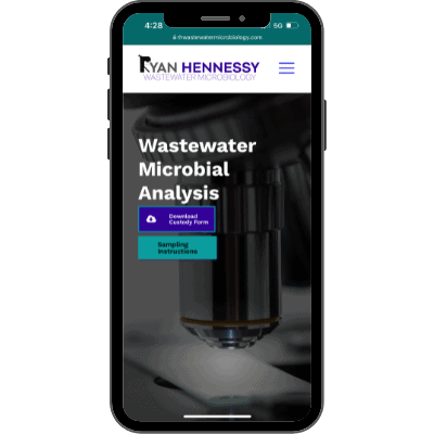 Wastewater Microbiology website on mobile