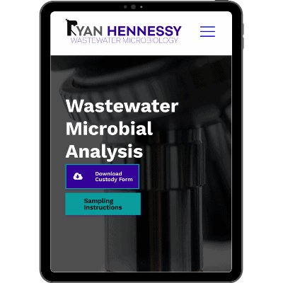 Wastewater Microbiology website on tablet